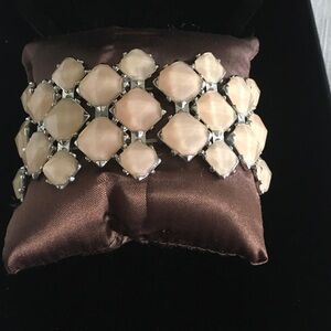 Beige Faceted Stone Stretch Bracelet - Women's Accessories
